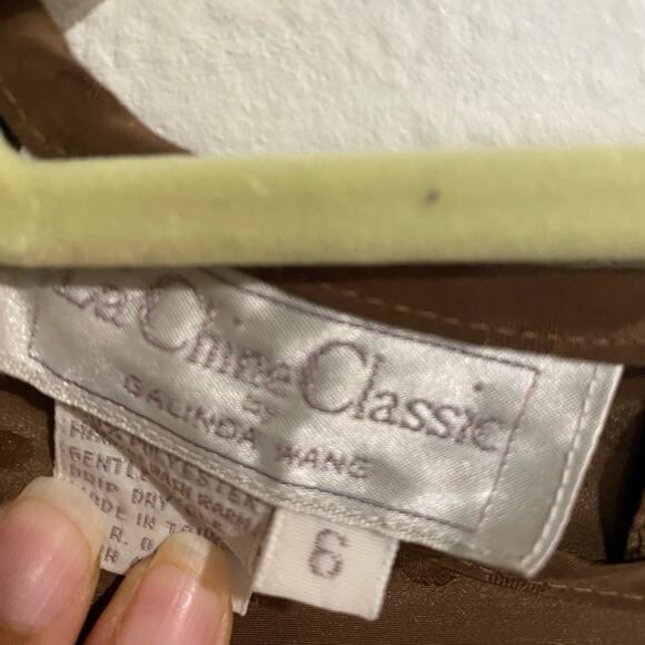 La Chine Classic Brown Vintage Long Sleeve Blouse Sz 6 - Picture 3 of 12